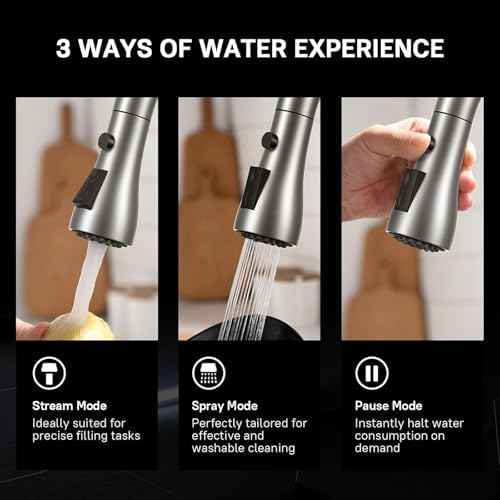 WEWE High-Arc Pull-Down Kitchen Faucet, Brushed Nickel