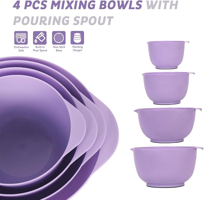 BoxedHome Nesting Plastic Mixing Bowl Set, 4 Piece Mixing Bowl Set - Image 2
