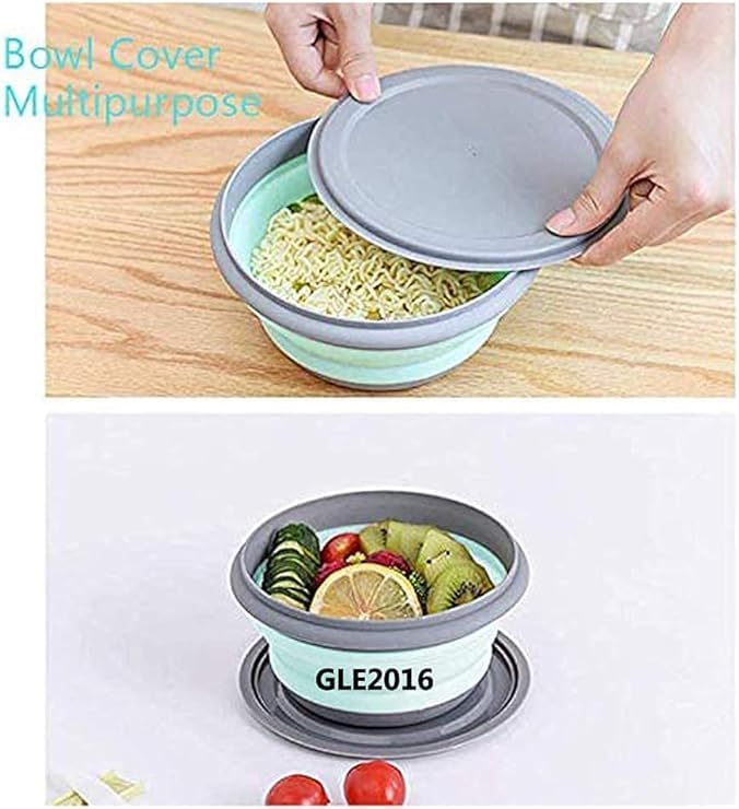 Collapsible Bowl with Lid, 6 PCs Silicone Salad Bowl with Lid Portable
