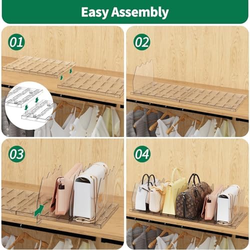 SPACEKEEPER Adjustable Shelf Divider for Closet, Clear