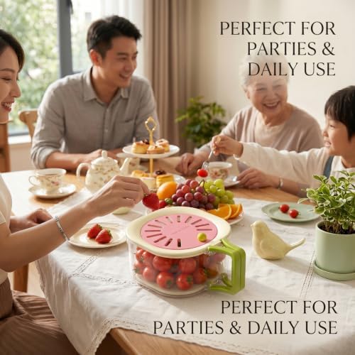 Fridge Produce Storage Container with Drain Colander & Vent Lid