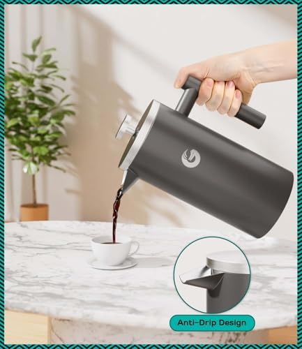 Coffee Gator 34 oz Gray French Press Coffee Maker