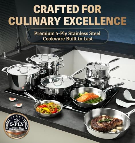 KOCH SYSTEME CS 5 Ply Stainless Steel Cookware Set 21 Piece, Fully Clad
