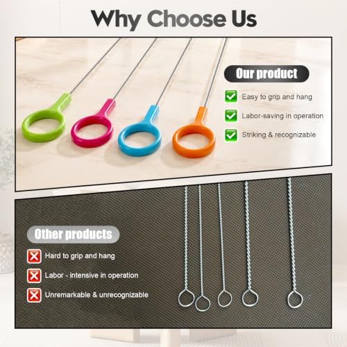 AONEZ 8 Pcs Straw Cleaner Brush Set with Color Hanging Loop