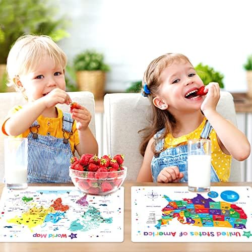 Simply Magic 5 Educational Placemats for Kids - Kids Placemats Non
