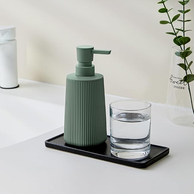 Small Soap Dispenser for Bathroom and Kitchen, Modern Farmhouse Striped Style - Image 2