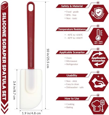 4 PCS Heat Resistant Silicone Spatulas, 10-Inch Silicone Scraper