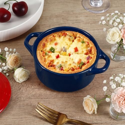 4Piece Mini Cocotte Set,16 oz Individual Baking Ramekins,Royal Blue
