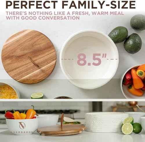 Authentic Wood and Ceramic Tortilla Warmer - Tortilla Holder with Lid