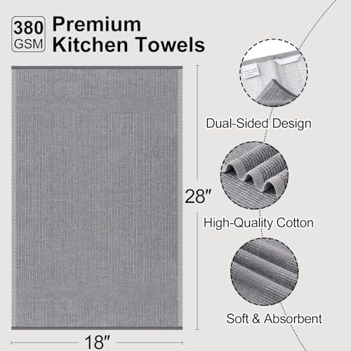 Mordimy Premium Large Cotton Kitchen Towels (18"x 28", 6 Pack), Grey