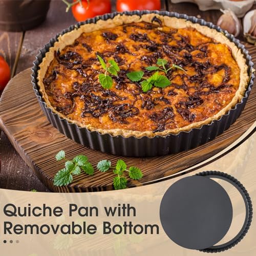Ziliny 8 Pcs Tart Pan with Removable Bottom, Round Fluted Quiche Pans
