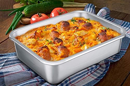 TeamFar Rectangular Cake Pan Brownie Pan, Stainless Steel Lasagna Pan
