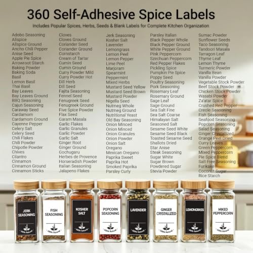 Glass Spice Jars with Label 24 Pcs Seasoning Containers with Wood Lids
