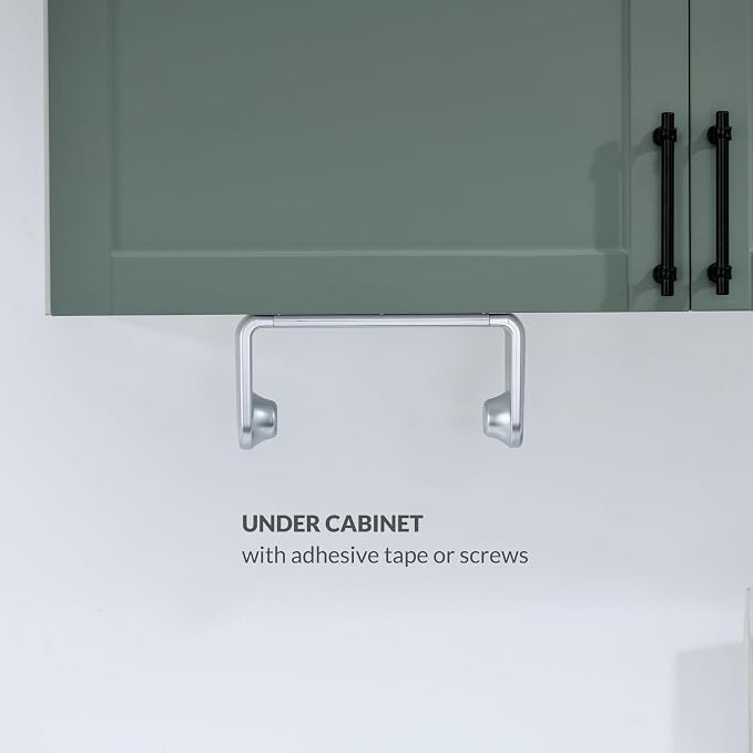 simpletome Paper Towel Holder Under Cabinet or Wall Mount ONE Hand Operation - Image 7