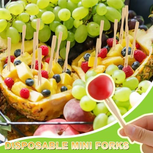 700 Pcs Bamboo Appetizer Forks, PEOUWNES Mini Toothpicks for