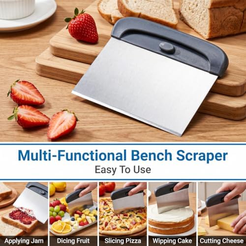 2 in 1 Dough Scraper and Bench Cutter for Kitchen Baking