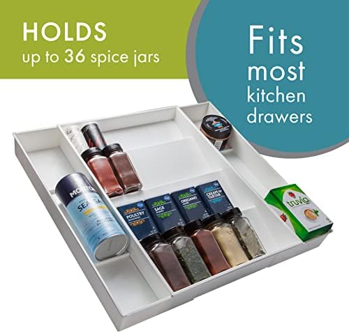 Dial Industries Expandable Kitchen Drawer Spice Jar Organizer Tray