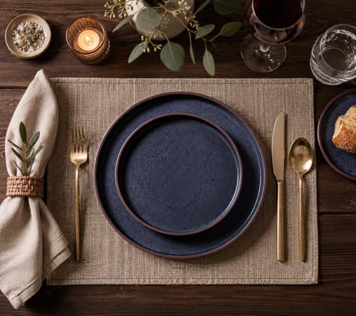 LERATIO Stoneware Dinnerware Sets for 8,24-Piece Matte Plates and Bowls Set