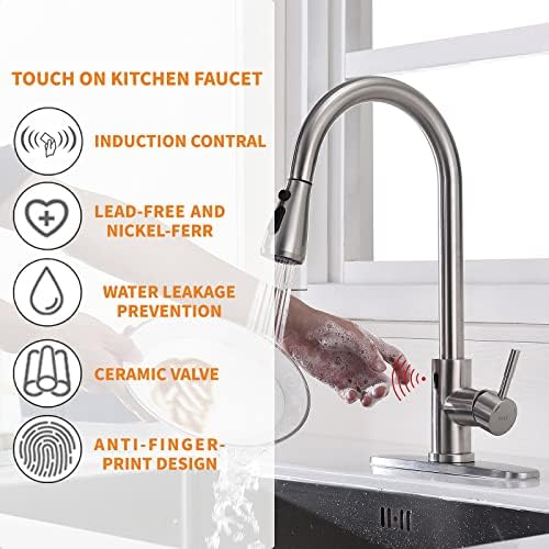 Touchless Kitchen Faucet with Pull Down Sprayer, Brush Nickel