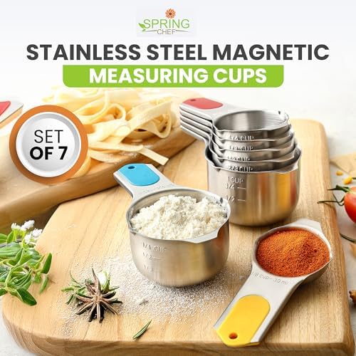 Spring Chef Stainless Steel Magnetic Measuring Cups, Set of 7 & Heavy