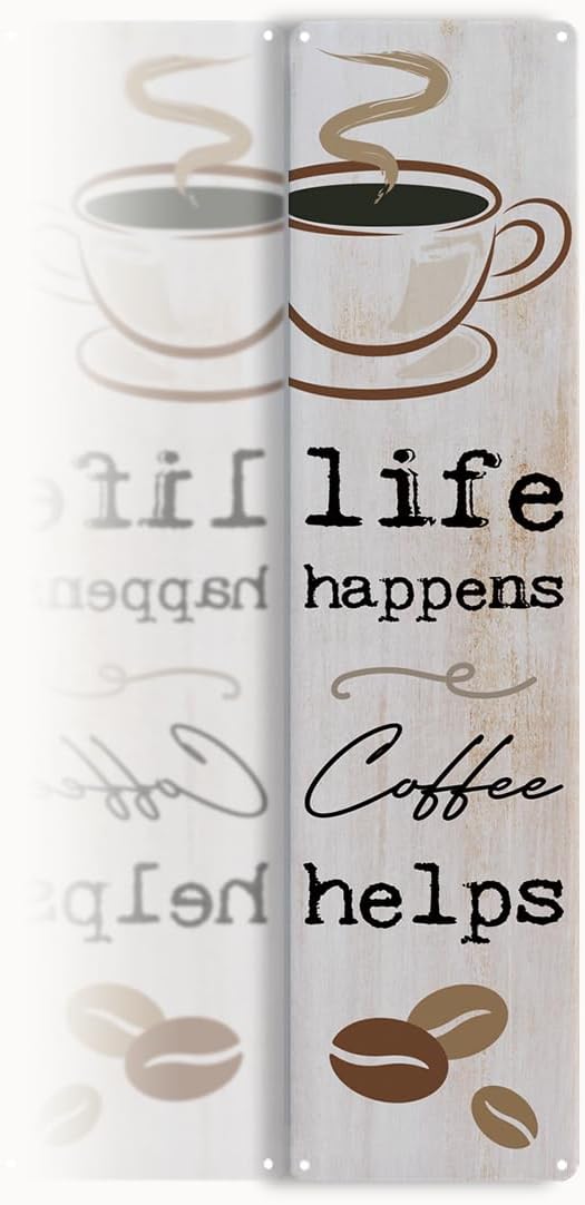 Vintage Coffee Signs, Life Happens Coffee Helps, Retro Metal Tin Sign, by Unknown