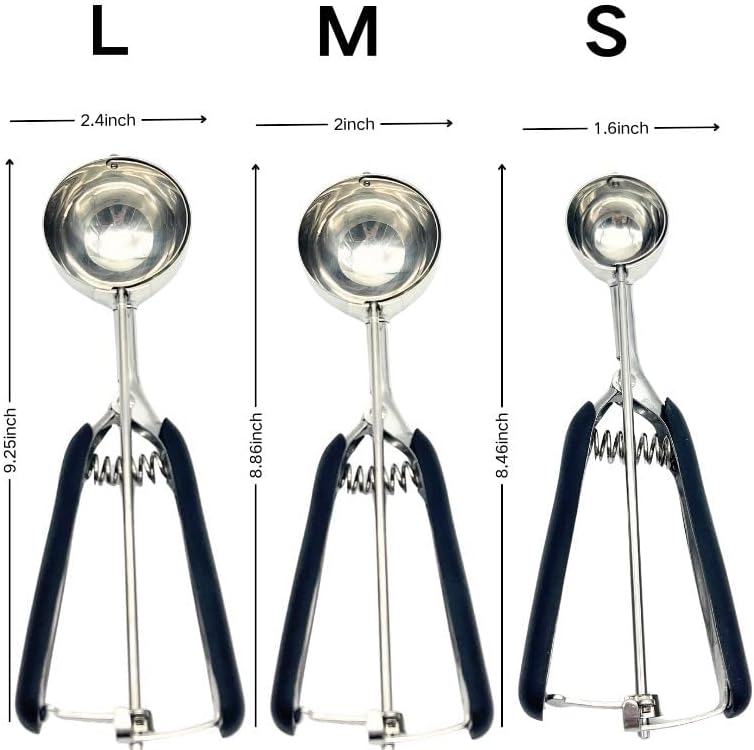 Cookie Scoop Set of 3 IceCream Scoop Set Stainless Steel Cookie Dough