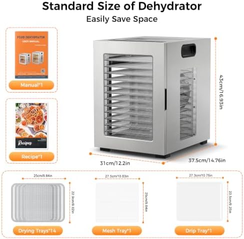 Suteck 14-Tray Pro Food Dehydrator, Stainless Steel