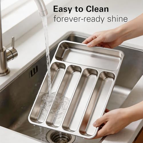 Zarler Stainless Steel Silverware Tray, 5 Compartments