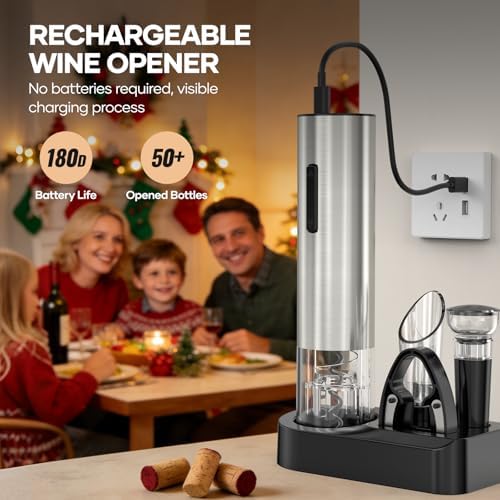 Crenova Electric Wine Opener, Rechargeable Wine Bottle Corkscrew
