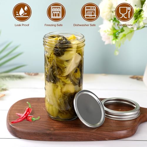 24 oz Wide Mouth Mason Jars with Airtight Lids, 4 Pack