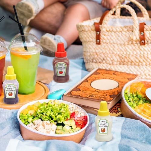 4 Pcs Mini Ketchup and Mustard Bottle for Kids Lunch Accessories, 1 oz