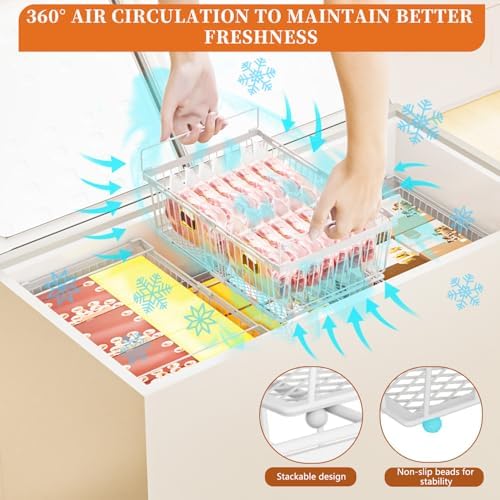 Large Freezer Organizer Bins, 4 Pack, 10 to 20 Cu.Ft