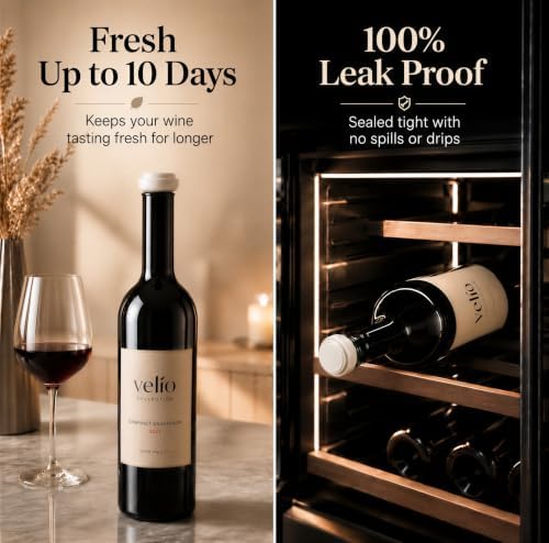 Velio Wine Saver Vacuum Pump & 3 Wine Stoppers – Wine Accessories Gift