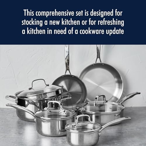 Henckels Clad H3 10-Pc Stainless Steel Cookware Set, Oven Safe Up To 500°F