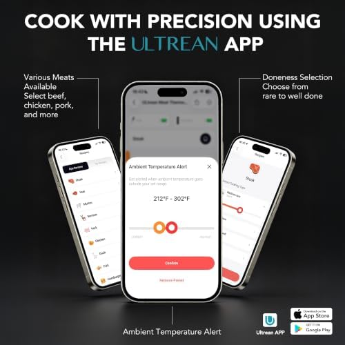 Ultrean Wireless Meat Thermometer, Magnetic Base