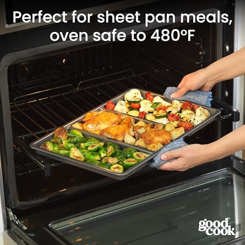 GoodCook Premium Nonstick Divided Baking Sheet, 11 x 17-Inch