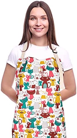 Cute Apron with 2 Pockets for Women, Kitchen Cooking Baking Aprons