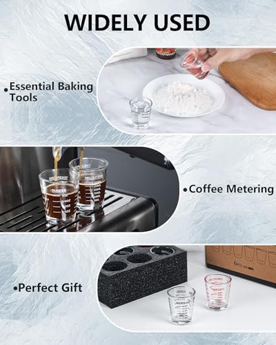 Shot Glass Measuring Cup Set, 2 Pack Espresso Shot Glasses (Red)