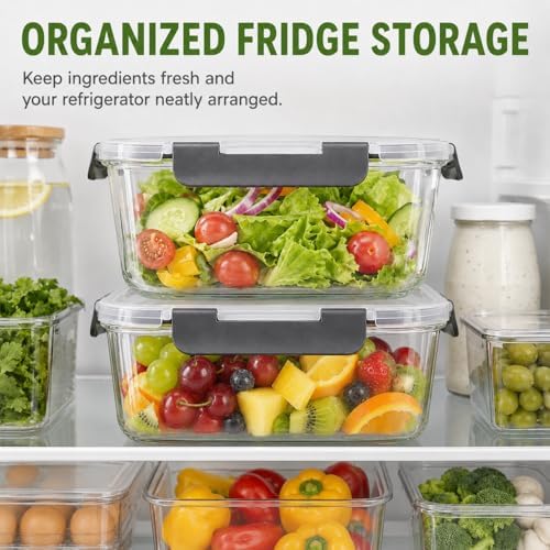 2-Pack 85oz Large Glass Food Storage Containers with Lids
