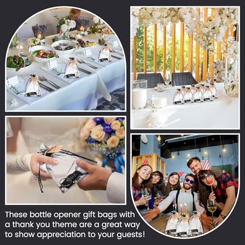 Vesici 72 Pcs /24 Set Wedding Favors Bottle Opener Keychains, Black