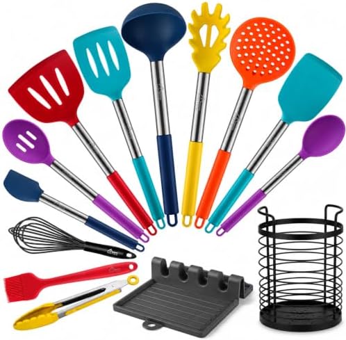 HOTEC 14pcs Silicone Kitchen Utensils Set, Multicolor