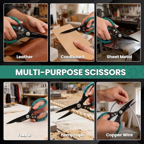 2 Pack Heavy Duty All Purpose Scissors, Stainless Steel Sharp Leather