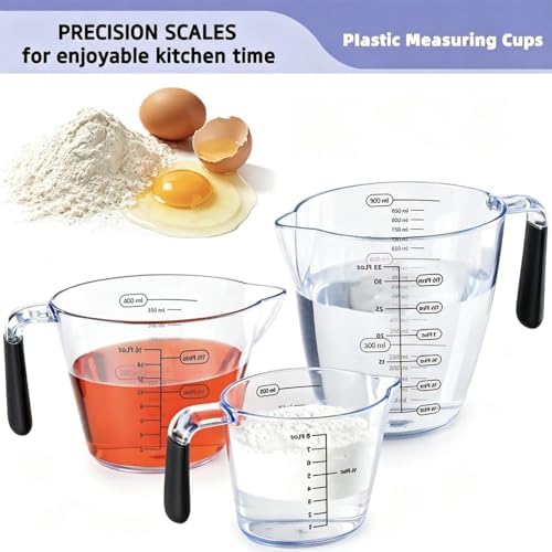 Plastic Measuring Cups Set for Liquids with handles 3 Pcs