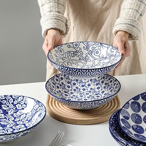 Selamica Porcelain 40oz Large Bowls 9 inch Big Pasta Salad Bowls
