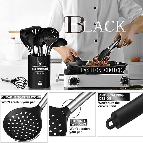 Umite Chef Silicone Kitchen Utensils Set, 26Pcs Black