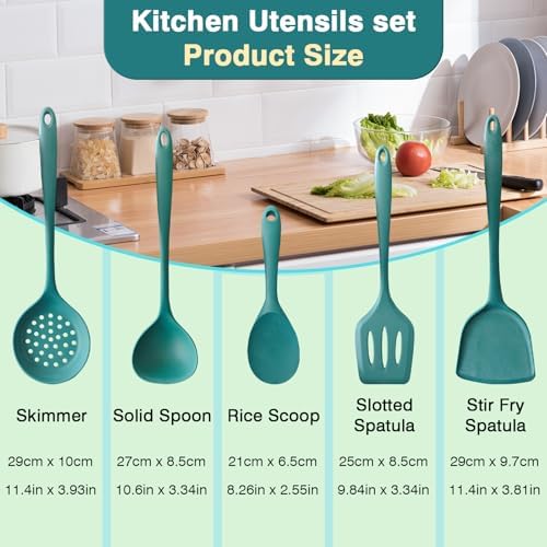 5-Piece Silicone Cooking Utensil Set, Food Grade Non-Stick Spatula and