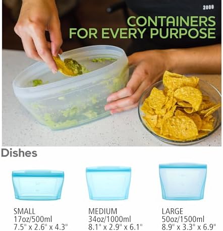 Zip Standing Reusable Silicone Food Storage Bag, Stand Up Food Storage