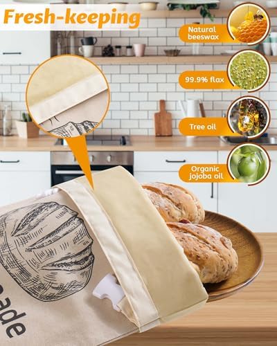 2 Pack Reusable Beeswax Bread Bags