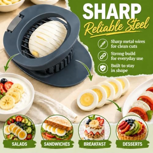 NOVANO Egg Slicer for Hard Boiled Eggs, Multi Function Stainless Steel