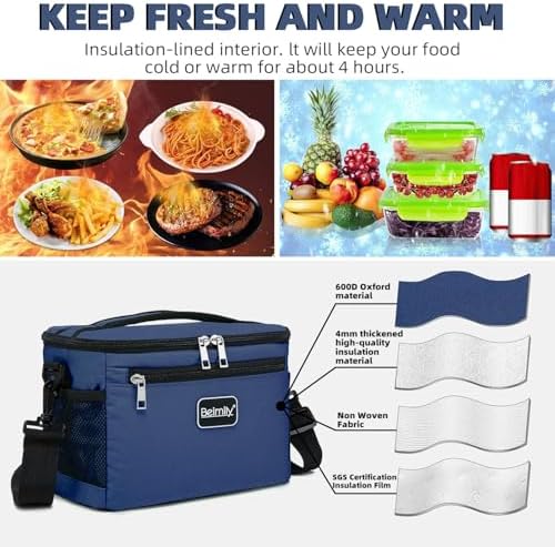 BEIMILY Lunch Box for Men/Women,Small Insulated Lunch Bag,Reusable